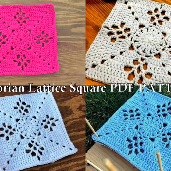 VINTAGE Granny Square Pattern, Victorian Lattice Square, Crochet Granny Square, PDF Crochet Pattern, Digital Download PDF, Crochet Blancet
