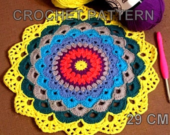 Patrón de Ganchillo Patrón Mandala, Patrón Mandala de Flores, Ganchillo, Descarga Instantánea PDF Tutorial de Patrón de Ganchillo. tutorial de fotos