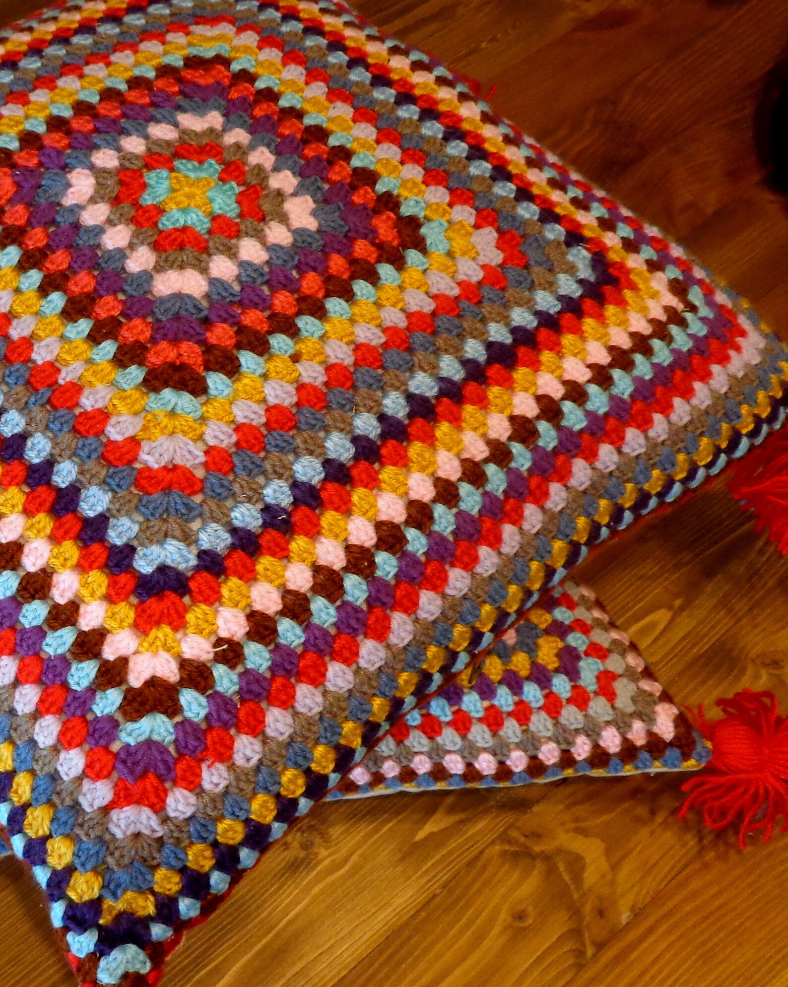 Granny Square Crochet Pillow Cover Colorful Crochet Pillow Etsy