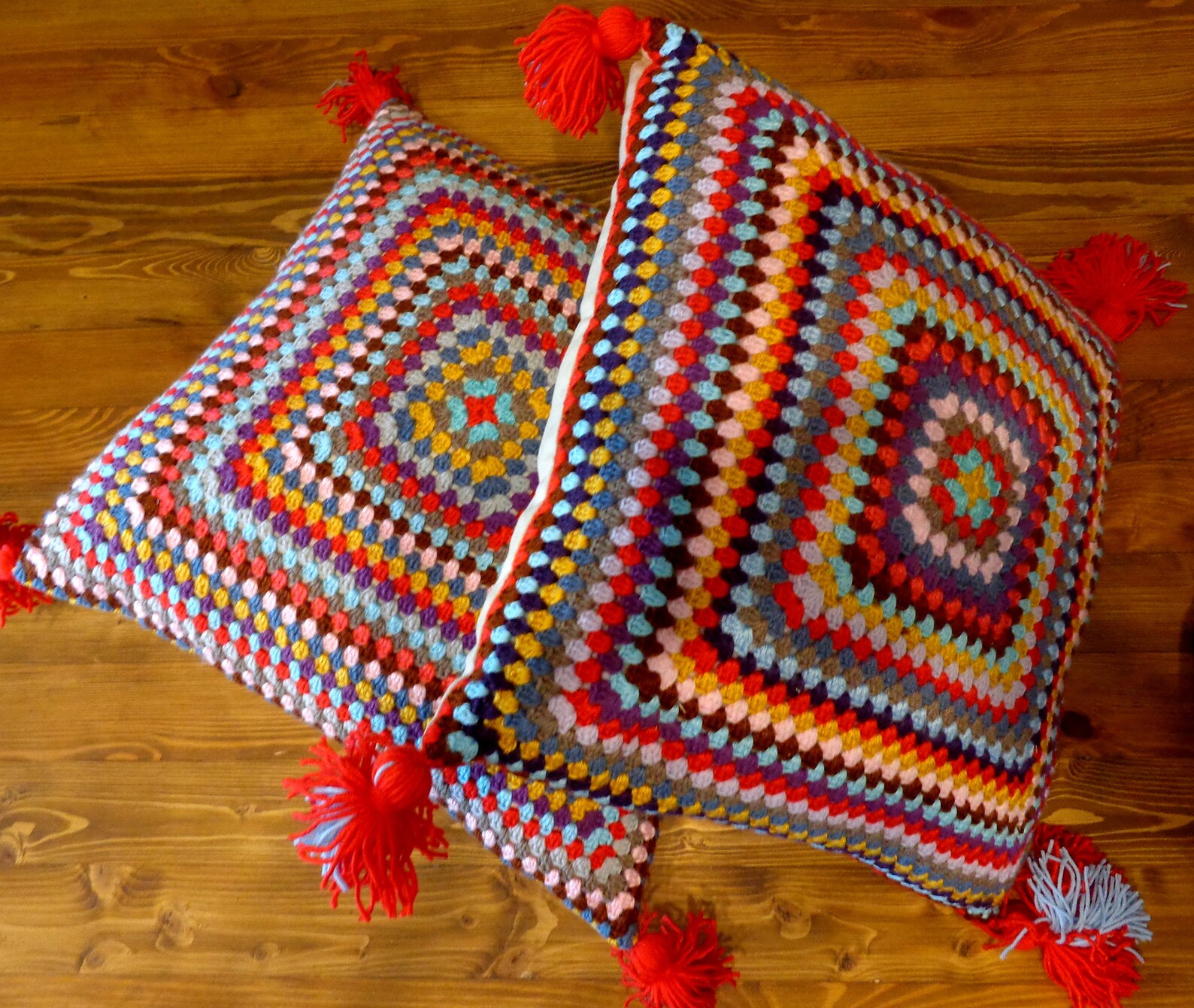 Granny Square Crochet Pillow Cover Colorful Crochet Pillow Etsy Australia