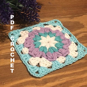 Granny Square Pattern - Puff Granny Square pattern - CROCHET PATTERN - PDF Crochet pattern with photo tutorial - Flower Square