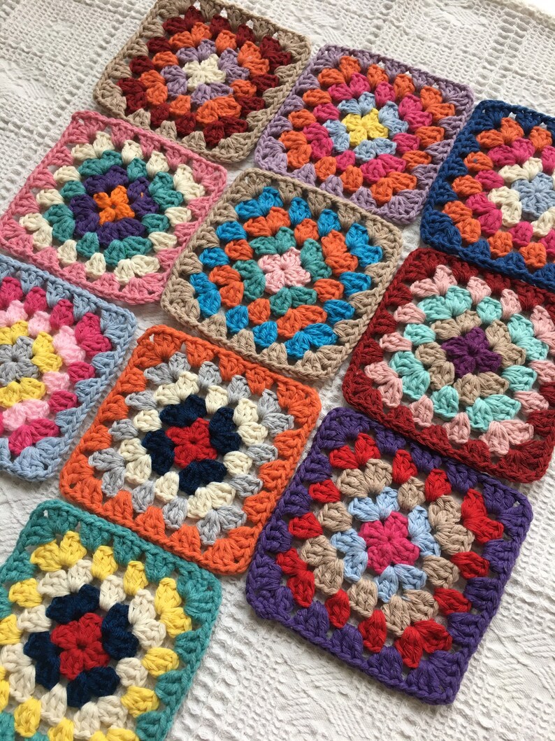 20 Crochet Granny Squares Granny Squares Crochet Motif | Etsy
