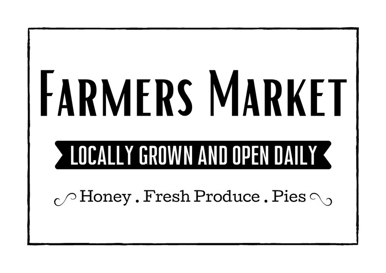 Farmers Market Printable Sign, 20x10, A4, Svg, Kitchen Printable Sign ...