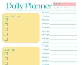 Daily Planner, Printable, Daily Printable, Template, Time Block Planner, Instant Download, Digital Download, A4 Planner, A5 Planner, Instant