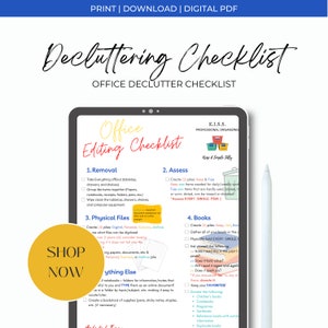 Declutter Printable, Declutter Checklist, Template, Office Edit, Instant Download, Office Organization, Declutter Guide image 1