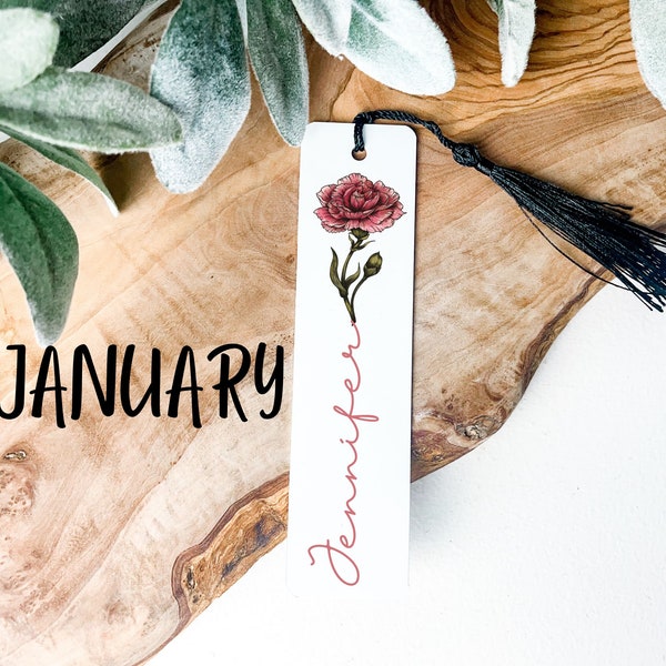 Personalized Birth Month Flower Bookmark - Aluminum Bookmark