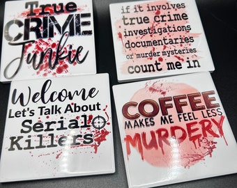 Crime Junkies Ceramic Coaster Set! Set of Four