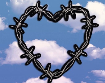 Metallic Barbed Wire Heart Patch