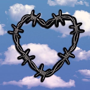 Metallic Barbed Wire Heart Patch