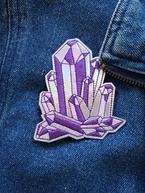 Amethyst Crystals Iron on Patch for Jackets, Large Patch, Cute
