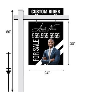 For Rent Sign Realtor Rider Real Estate Sign + PVC Post + Rider, for Sale, Open House, Realtor ...
