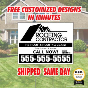 Custom Yard Signs 1 color, Shipped Same Day! Corrugated Plastic Lawn signs, Bandit Sign, Roofing Sign