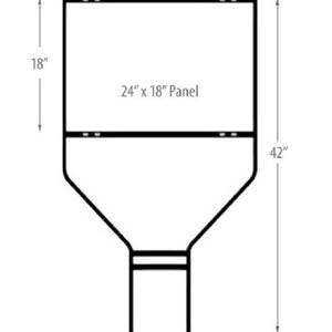 May include: Black metal sign frame with a 24" x 18" panel. The frame is 42" tall and 18" wide.