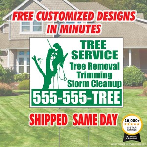 Custom Yard Signs 1 color, Shipped Same Day! Corrugated Plastic Lawn signs, Bandit Sign, Tree Service