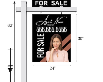 Real Estate Sign 24"x30" 3mm Thickness - Free Design Services, Realtor For Sale Sign , Real Estate Yard Sign, Open House Sign, ACM, ACP