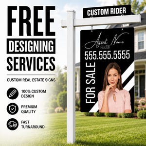 Custom Real Estate Sign PVC Post + Sign Panel & Rider, For Sale, Open House, Realtor Signs, Pending, EXP Realty, Sign Post Vinyl 画像 1