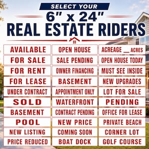 Custom Real Estate Sign PVC Post + Sign Panel & Rider, For Sale, Open House, Realtor Signs, Pending, EXP Realty, Sign Post Vinyl 画像 10