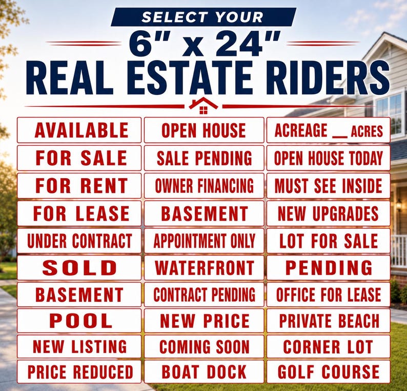 Custom Real Estate Sign PVC Post + Sign Panel & Rider, For Sale, Open House, Realtor Signs, Pending, EXP Realty, Sign Post Vinyl 画像 10