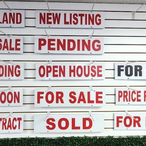 Paquete de 5 carteles de bienes raíces de 6.0 x 24.0 in, casa abierta, casa en venta, en venta, en alquiler, en alquiler,