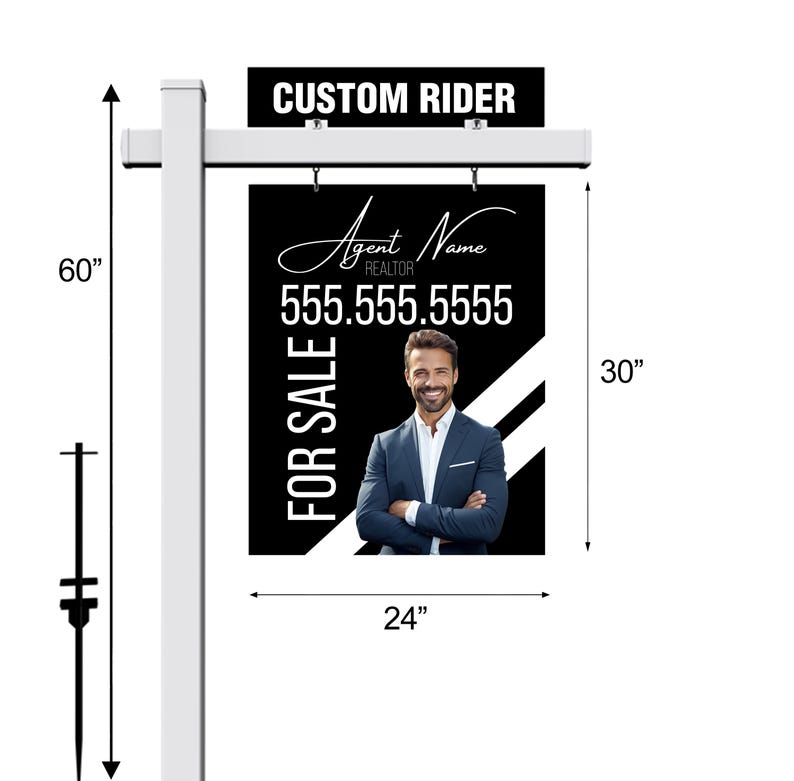 Realtor Name Rider Real Estate Sign + PVC Post + Rider, for Sale, Open House, Realtor ...