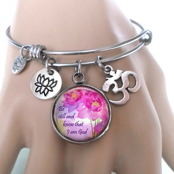 Religious Charm Bracelet Spacer - Be Still And Know That I Am God Cross Charm For European Snake Chain Bracelets