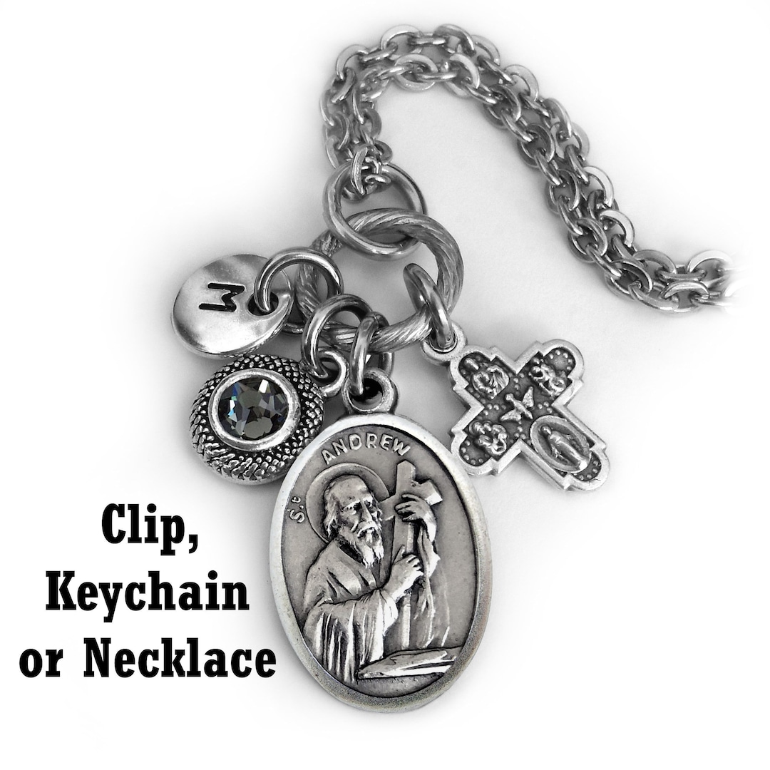 St. Andrew Keychain, Clip or Necklace, Confirmation Gift, Personalized ...