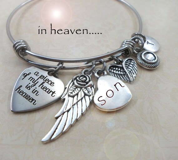 Son Memorial Bangle Bracelet A Piece of My Heart is in Heaven