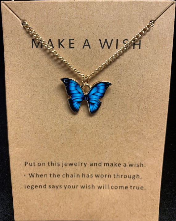 Wish online butterfly necklace