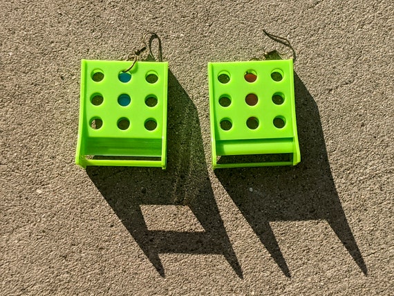 4 in a Row Earrings, Fun Earrings, Game Earrings, Quirky Earrings, Novelty Earrings, Cute Earrings