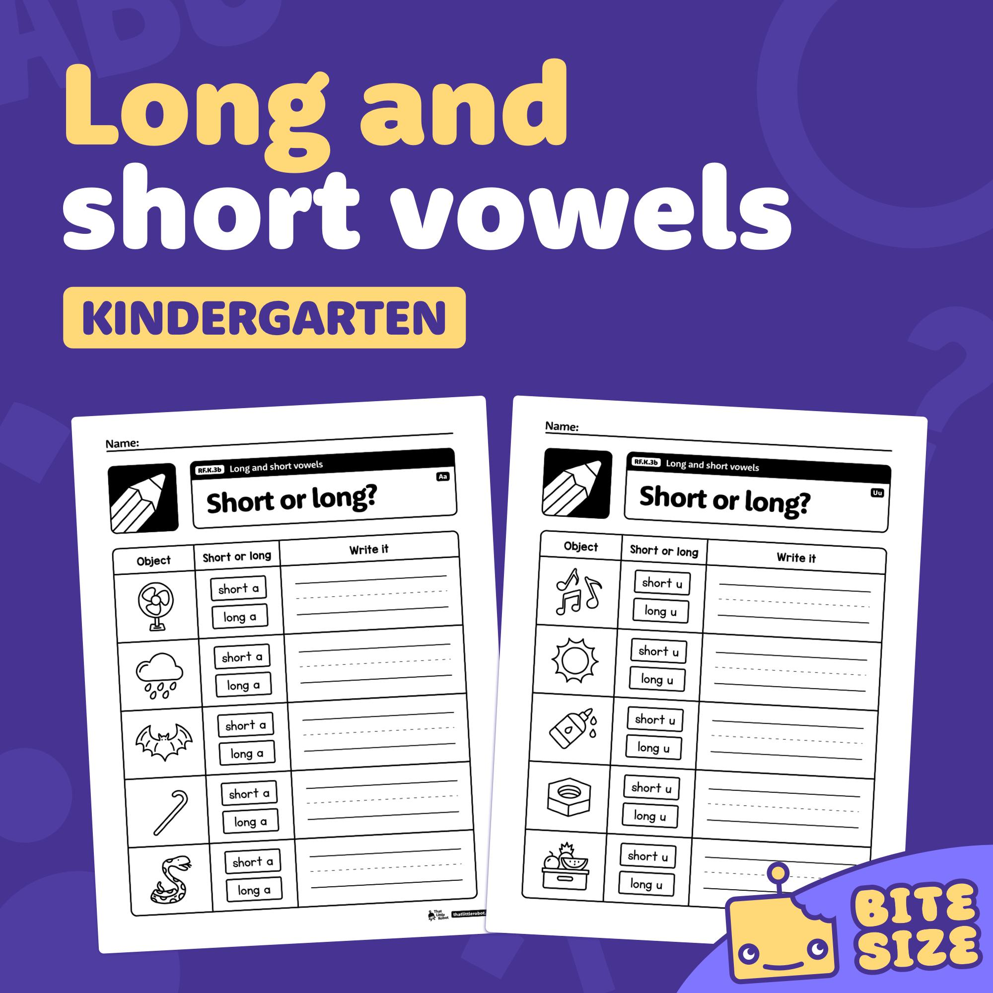 Long and Short Vowels Worksheets | Kindergarten CVC Phonics & Letter ...