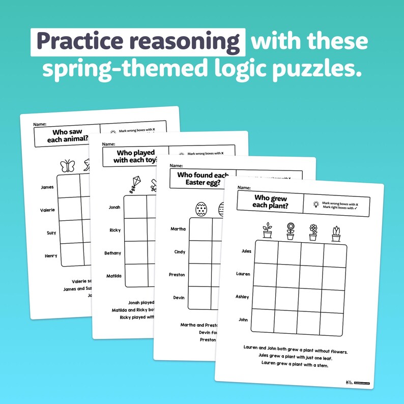 Spring Logic Puzzles | 2nd, 3rd, 4th Grade Deductive Reasoning ...