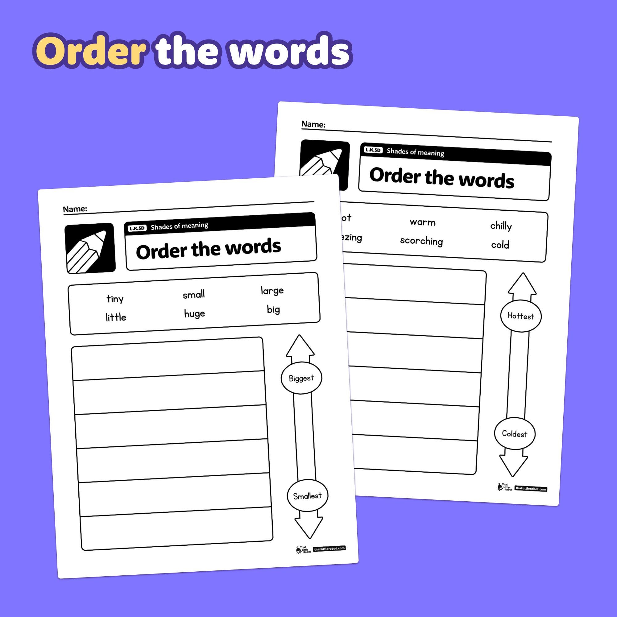 Creating Meaning Worksheets.pdf Shades of Meaning Worksheets & Centers | Kindergarten Vocabulary ...