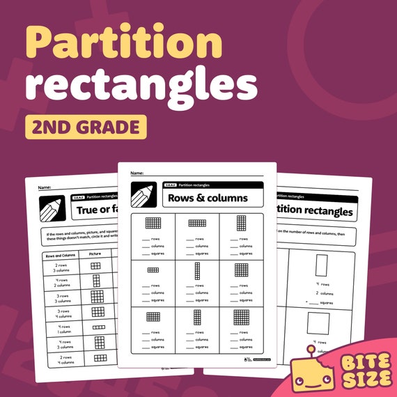 Partitioning Rectangles 2nd Grade Worksheets Partition 2D Shapes