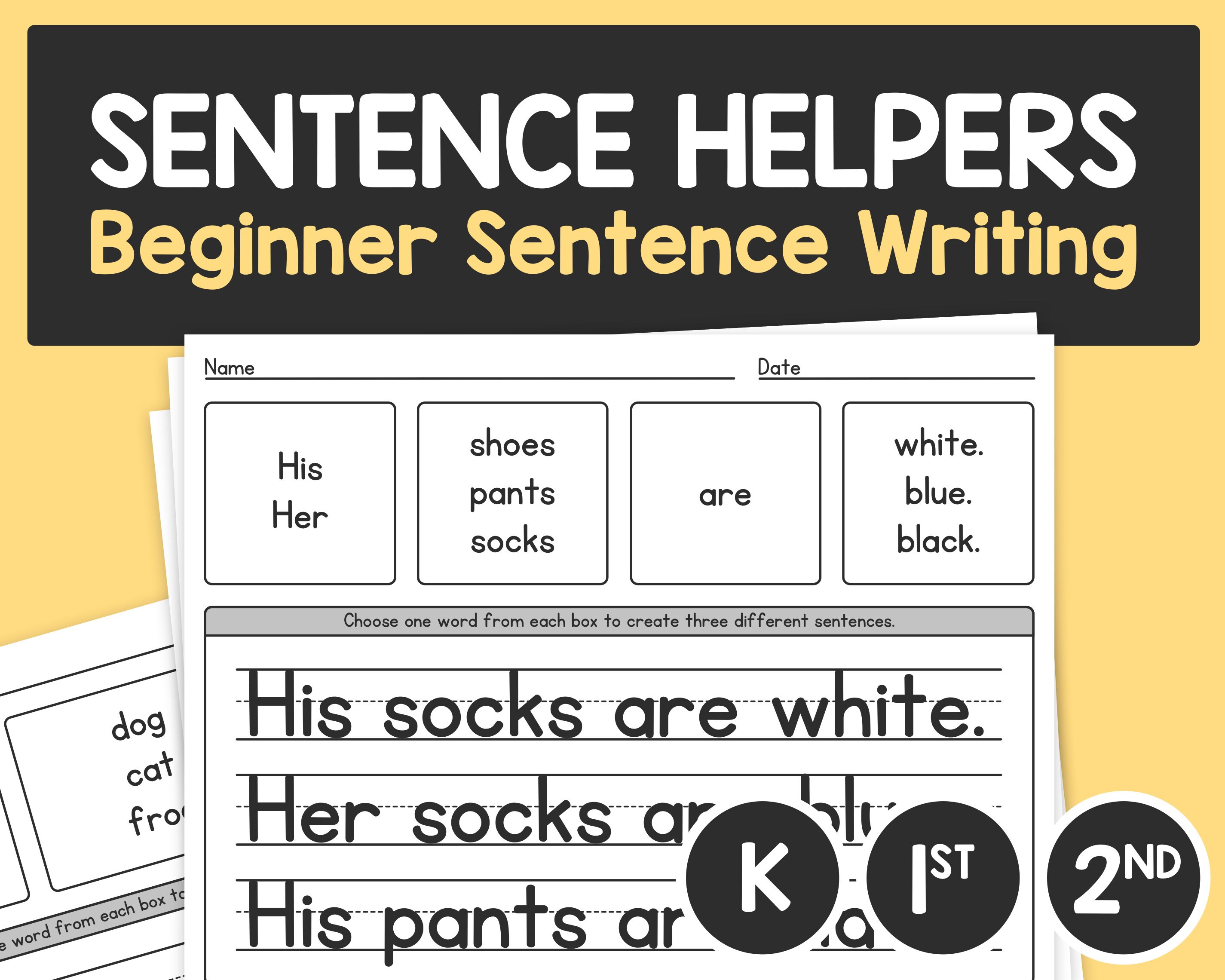 beginner sentence writing vocabulary kinder 1st 2nd etsy finland