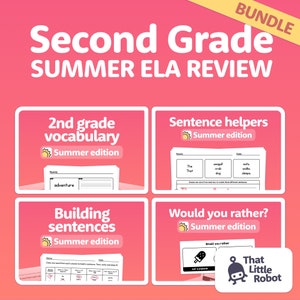 2nd Grade Summer Literacy Review | Second Grade Summer Packet | Summer ELA Bundle — Vocab, Sentences, & Writing (Printable PDF)
