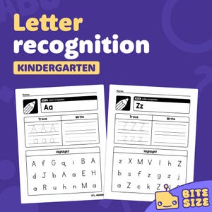 Hojas de trabajo de reconocimiento de letras / Actividad del alfabeto en mayúsculas y minúsculas para jardín de infantes para el estándar Common Core ELA RF.K.1d (archivo PDF imprimible)
