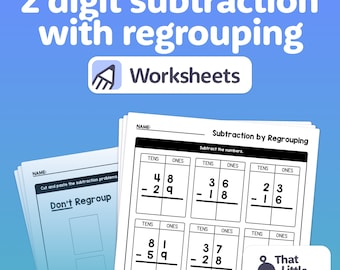 No Prep 2 Digit Subtraction with Regrouping Worksheets | 1st, 3rd, 2nd Grade Subtracting Activities & Math (Printable PDF)