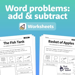 2nd Grade Addition and Subtraction Word Problem Worksheets | Addition and Subtraction Within 20, 1st & 2nd Grade Math (Printable PDF)