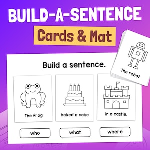 Sentence Building Literacy Center | Kindergarten & 1st Grade Writing Center, Writing Sentences Activity (Printable PDF)