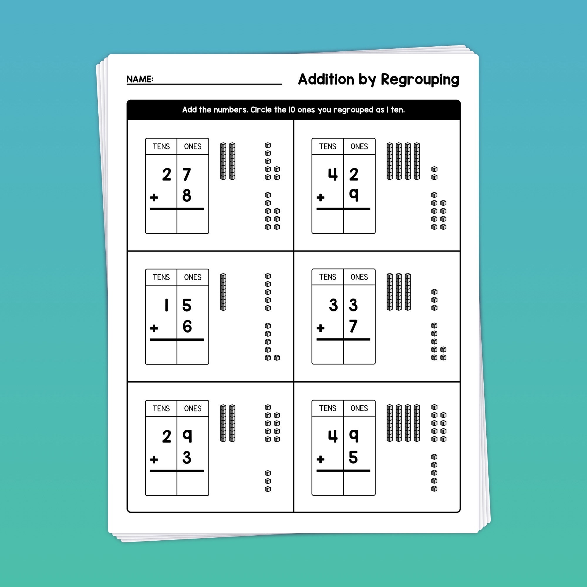 No Prep 2 Digit Addition With Regrouping Worksheets | 1st, 3rd, 2nd ...