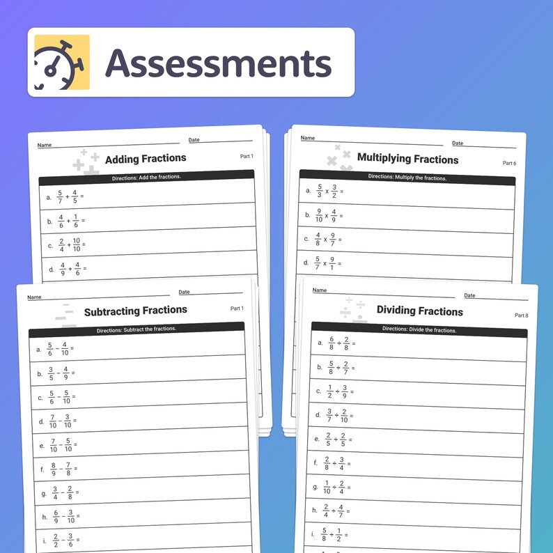 No Prep Fractions Unit 4th, 3rd, 2nd Grade Fractions Worksheets ...
