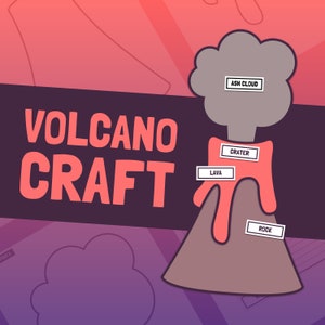 Volcano Craft | Kindergarten, 1st, 2nd, 3rd Grade Natural Disaster Volcano Activity, Landform Science Craft Unit (Printable PDF)