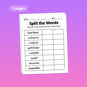 1st & 2nd Grade Compound Words Worksheets Vocabulary and Grammar Activities, English Worksheets Printable PDF image 8