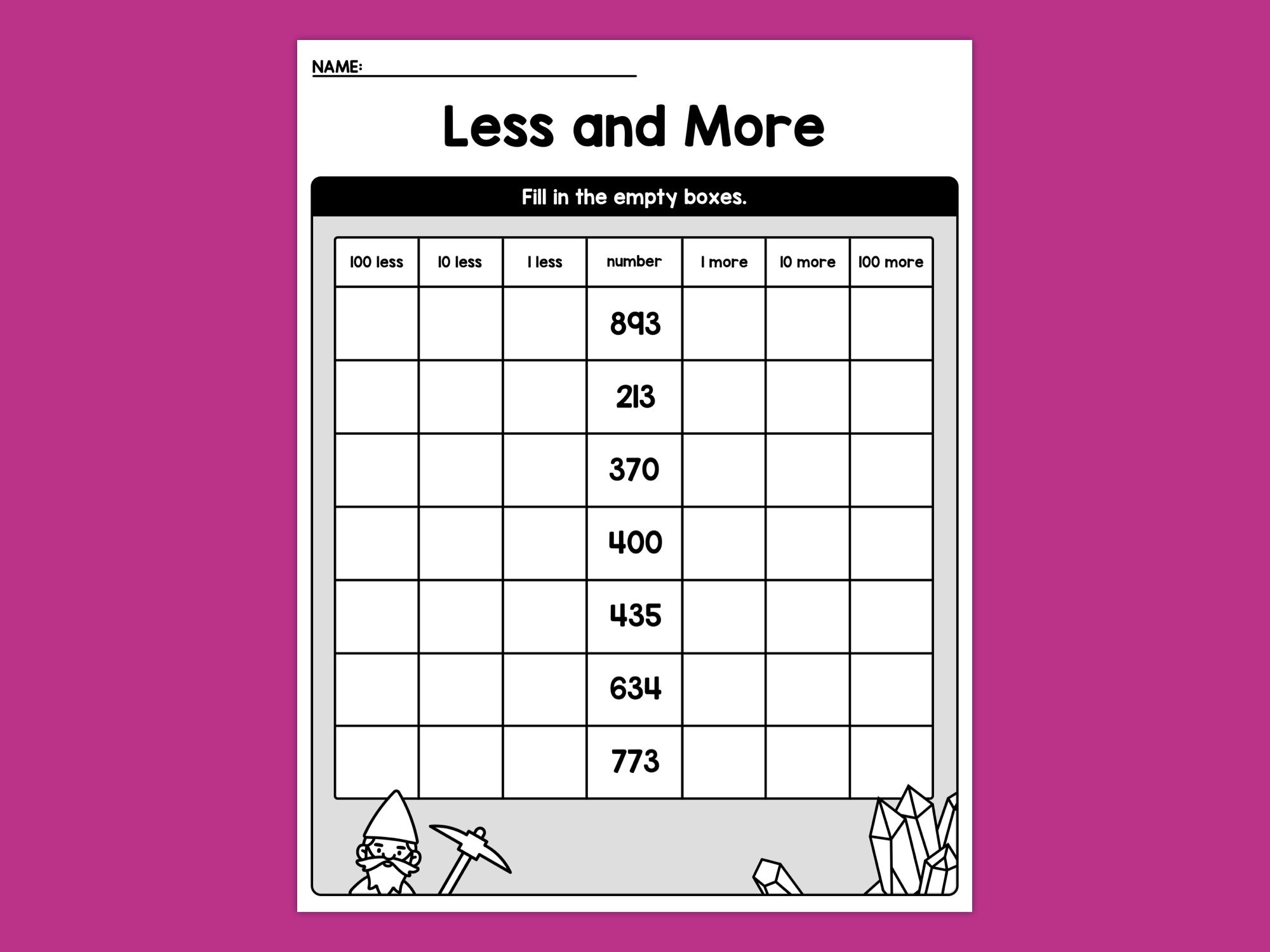 Hojas de trabajo de valor posicional sin preparación / Trabajo matutino de valor  posicional de fantasía de 1.°, 2.° y 3.° grado, centenas, decenas y  unidades (PDF imprimible) - Etsy México, image size:2000x1500