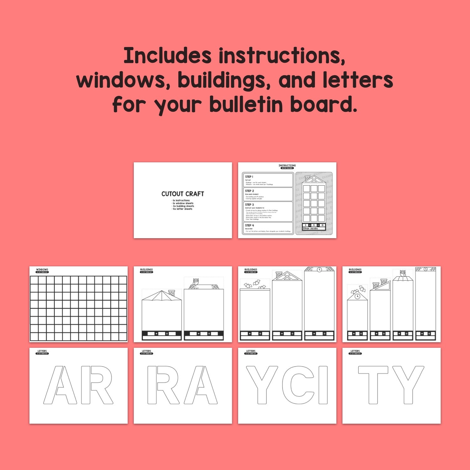 Halloween Array City Math Craft | 2nd, 3rd, 4th Grade Multiplication ...