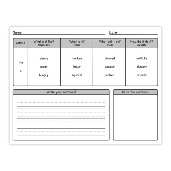 1st grade english worksheets for distance learning first etsy