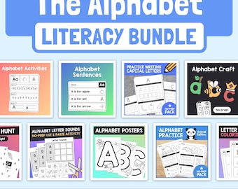 Alphabet Literacy Bundle | Pre-K, Kindergarten, 1st Grade English Alphabet Worksheets, ELA Literacy Center (Printable PDF)