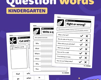 Question Words Worksheets | Kindergarten, Who What When Where Why How Activities and Centers for Common Core Standard L.K.1d (Printable PDF)