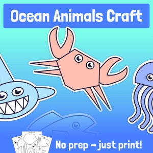 Ocean Animal Craft | K, 1st, & 2nd Grade Fine Motor Skills Activity, Summer Scissor Skills Activity, Earth Day Craft (Printable PDF)