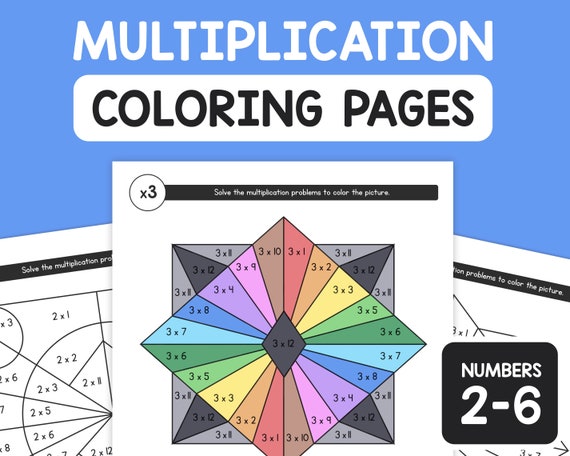 multiplication coloring pages printable multiplication facts etsy